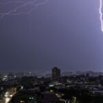 Raios durante forte chuva na Zona Sul da cidade de São Paulo