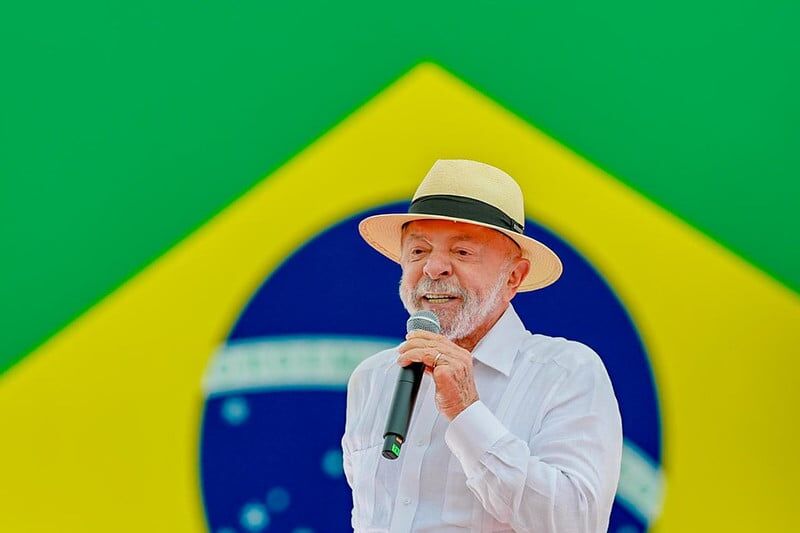 O presidente Lula em ato de campanha no Rio de Janeiro